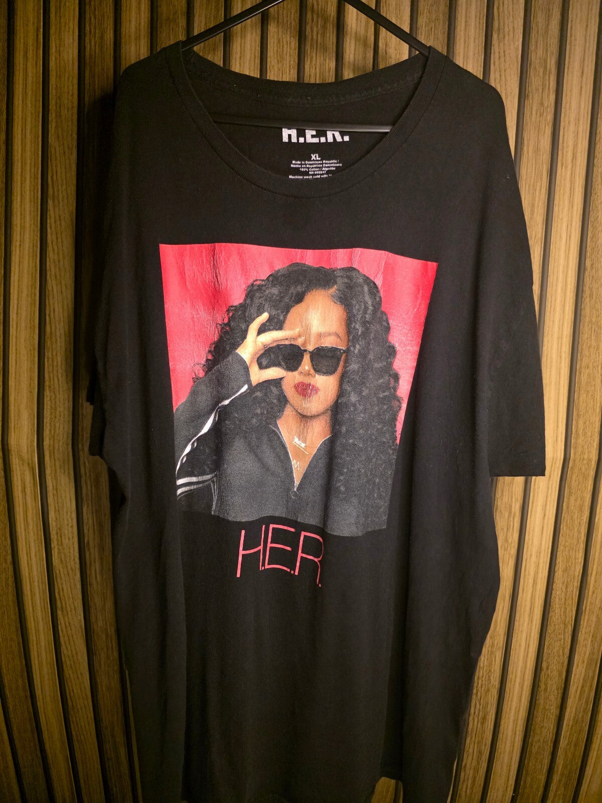 H.E.R. Graphic Black Cotton T-Shirt XL