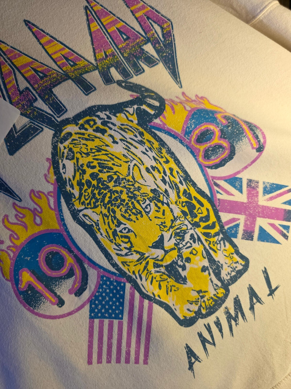 Def Leppard Animal Sweatshirt 1987 Tour Graphic White Large