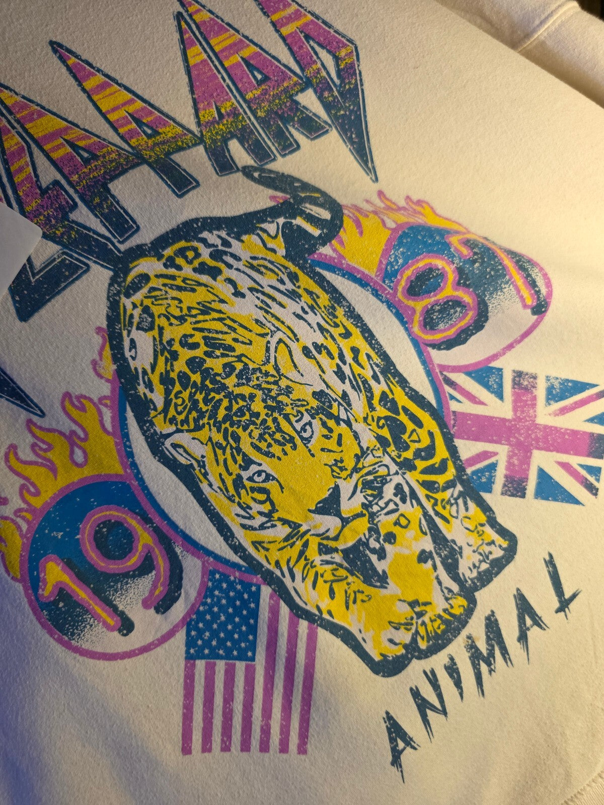 Def Leppard Animal Sweatshirt 1987 Tour Graphic White Large