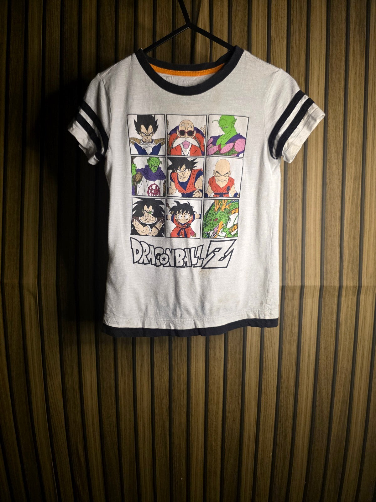 Dragon Ball Z Kids T-Shirt Cartoon Characters White Black Size 8
