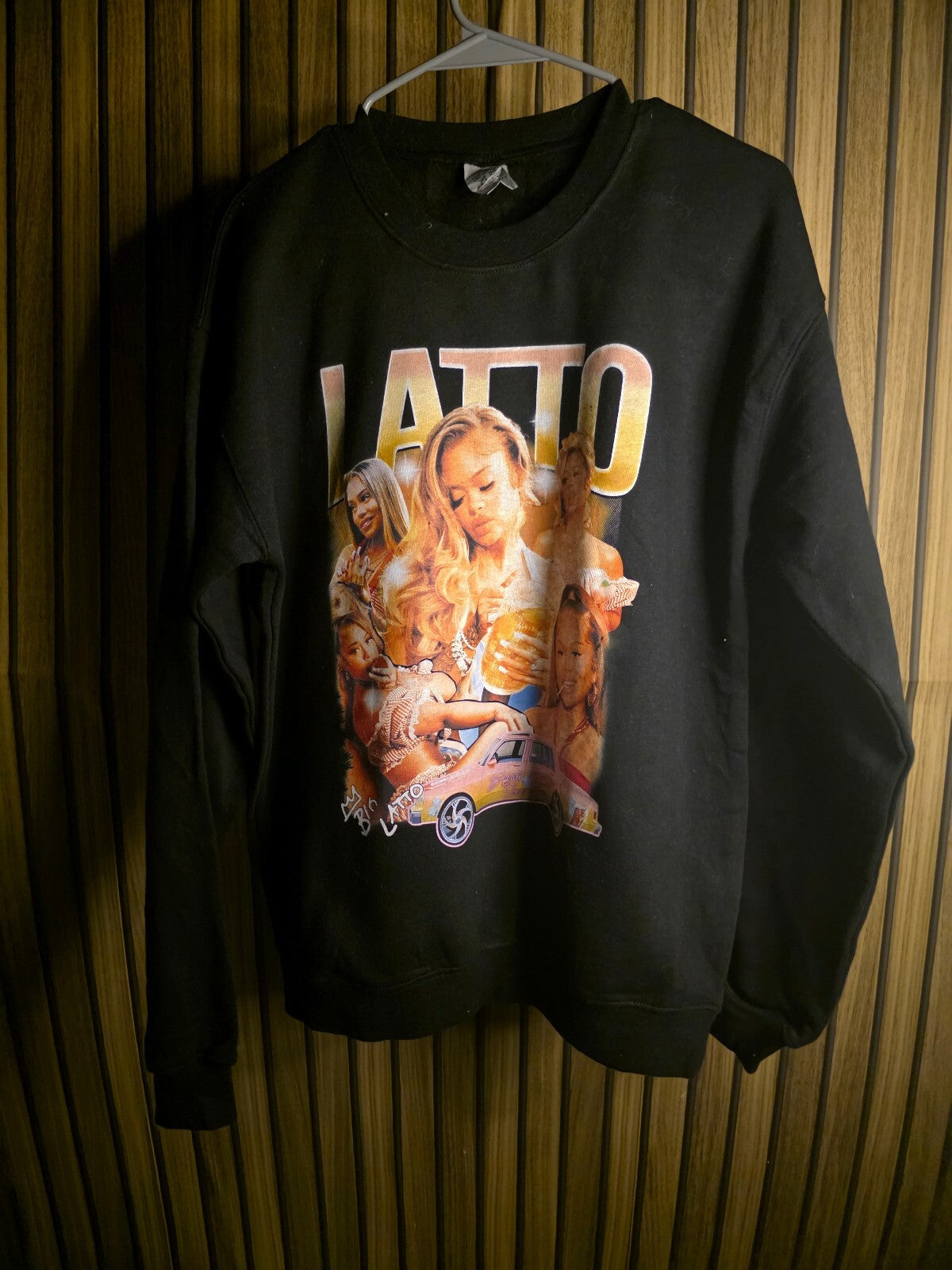 Latto Graphic Sweatshirt Black Medium Cotton Polyester Blend