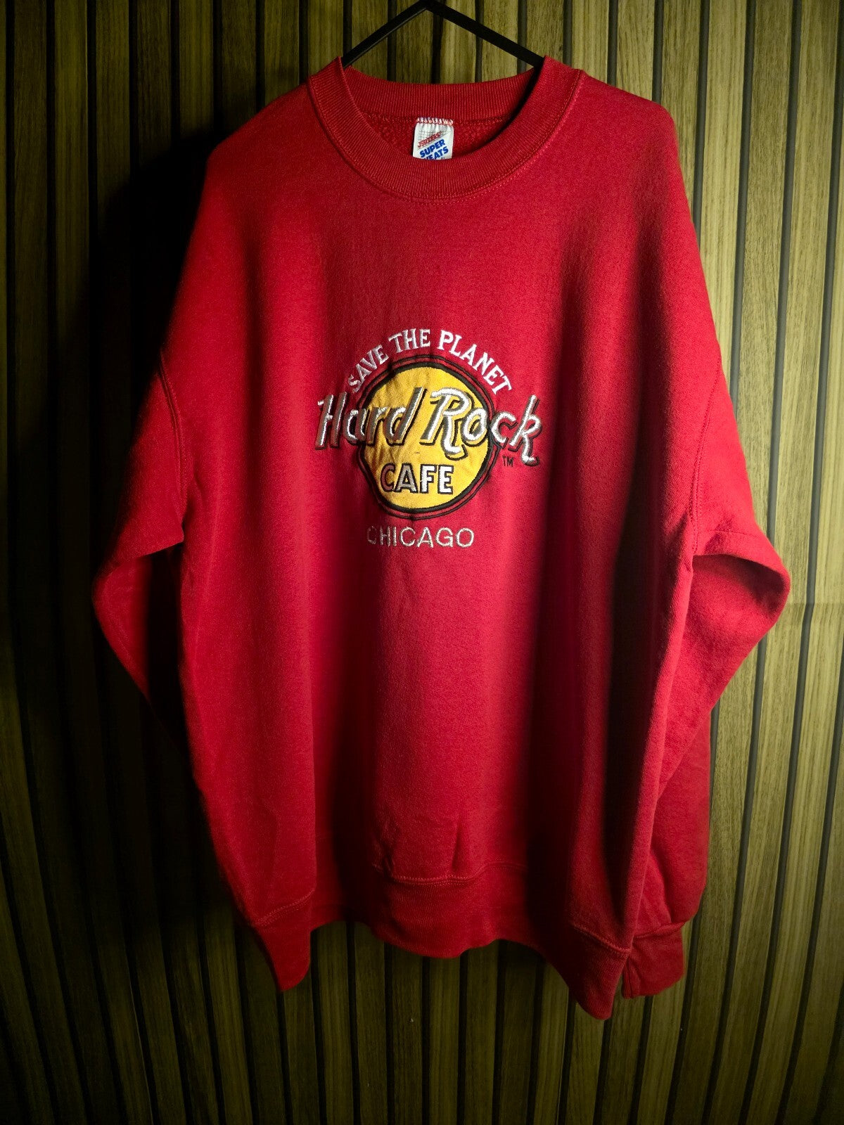 Vintage 90's Jerzees Hard Rock Cafe Chicago Sweatshirt Red XL