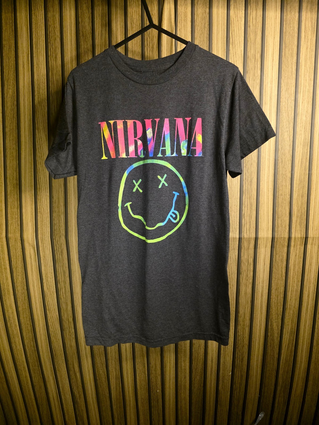 Nirvana Tie-Dye Logo Graphic Black T-Shirt Unisex Medium