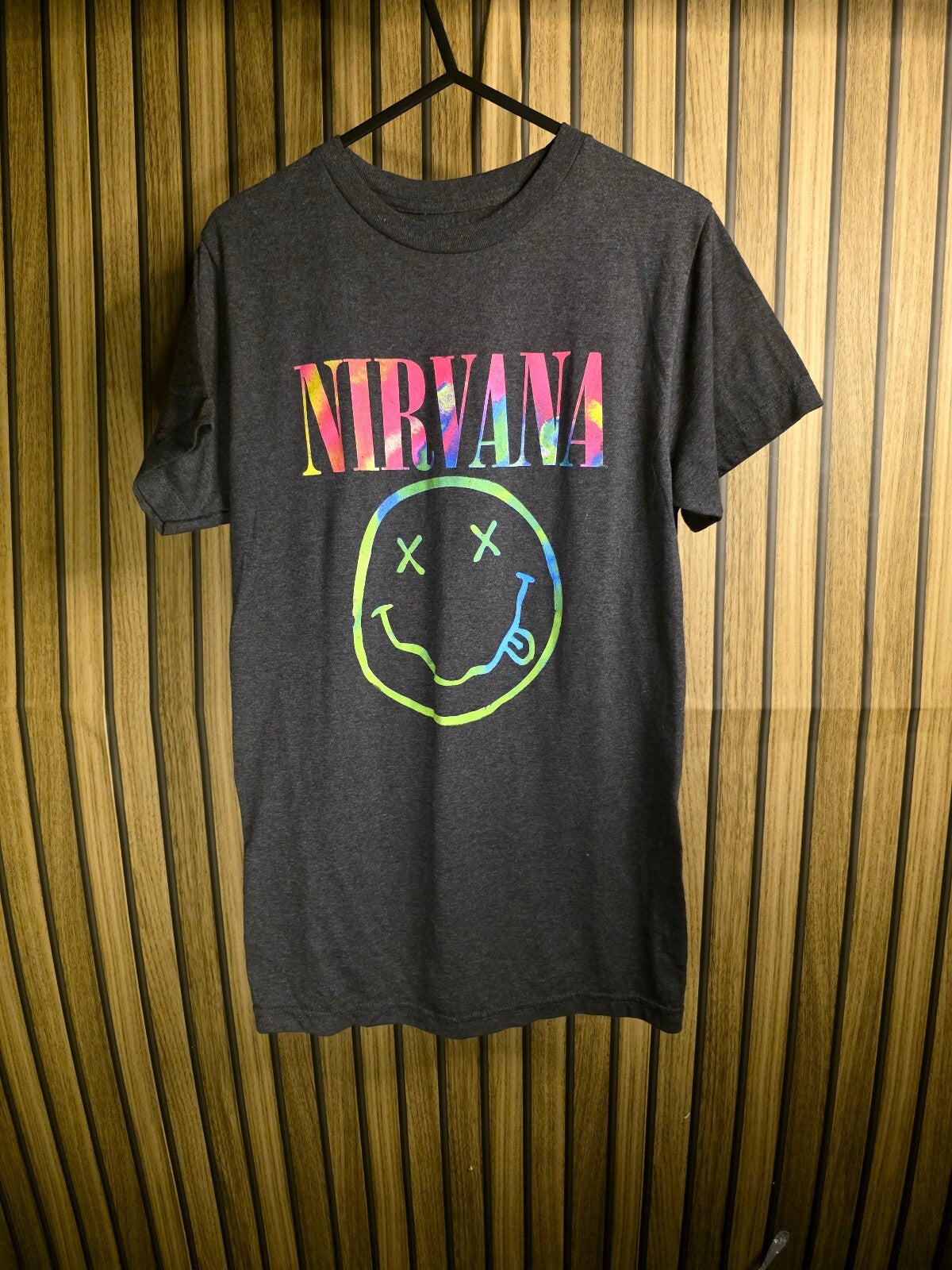 Nirvana Tie-Dye Logo Graphic Black T-Shirt Unisex Medium