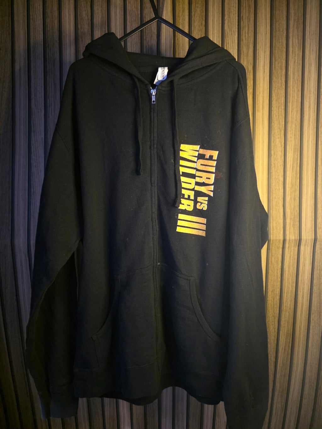 Fury vs Wilder III Black Zip-Up Hoodie Graphic Print Large