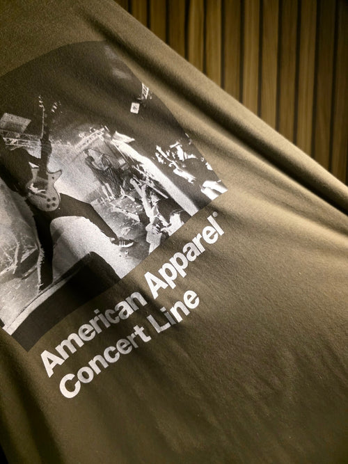 American Apparel Concert Line Graphic T-Shirt Olive Green Medium
