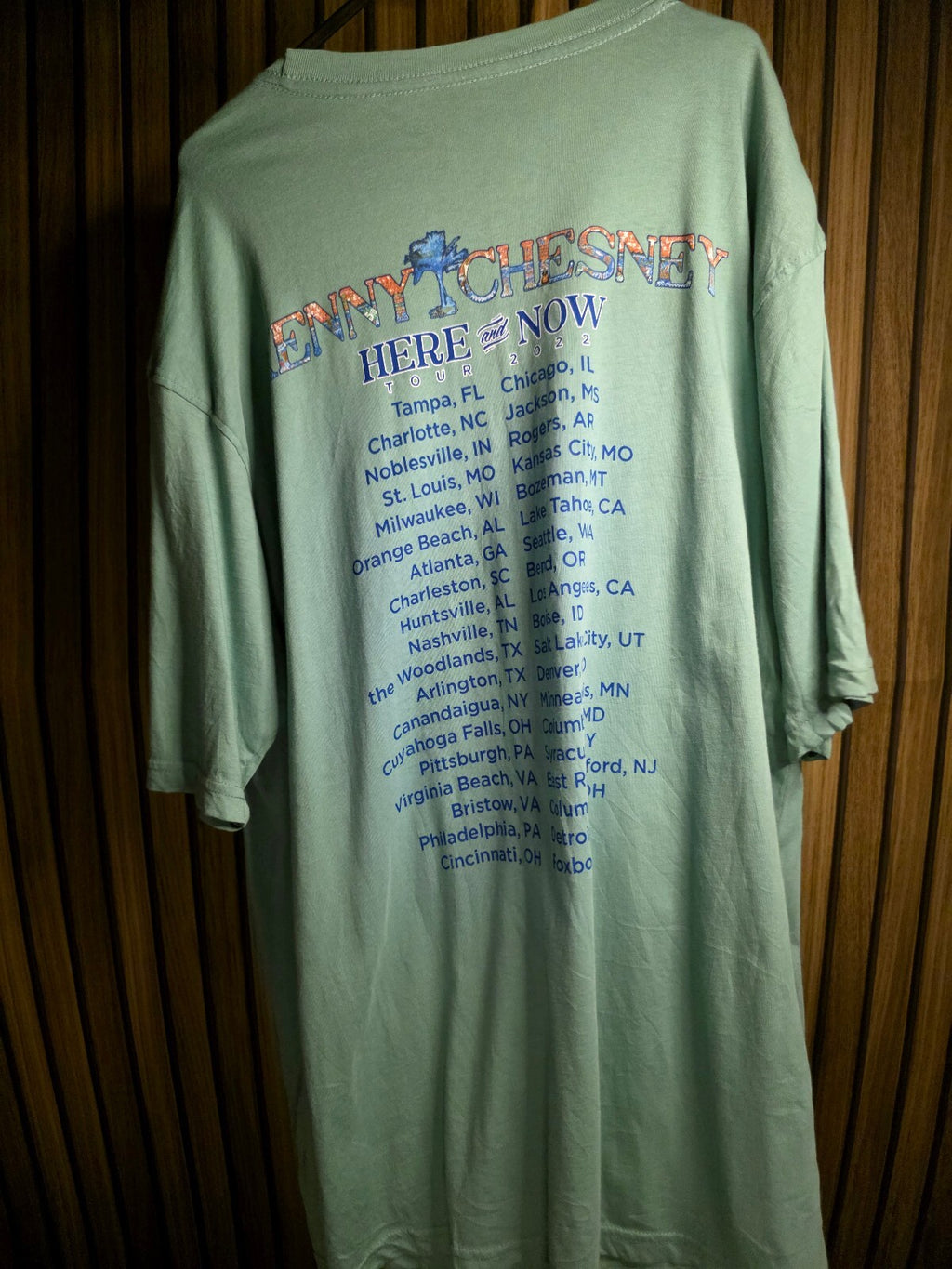 No Shoes Nation Kenny Chesney Here and Now Tour 2022 Green T-Shirt Large