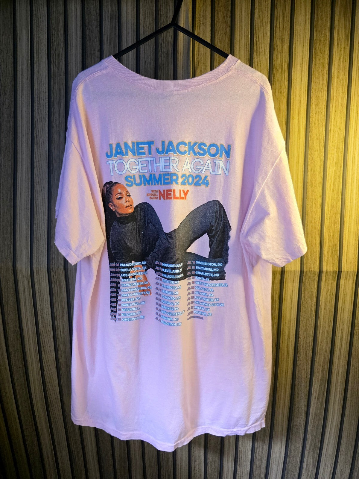 Janet Jackson Nelly Tour 2024 Graphic T-shirt Pink Unisex Size L