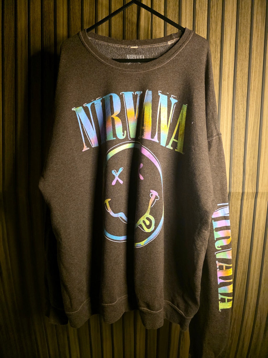 Nirvana Sweatshirt with Rainbow Logo Brown Size Large