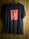 Aaliyah Black Graphic T-shirt with Red and Yellow Print Size L
