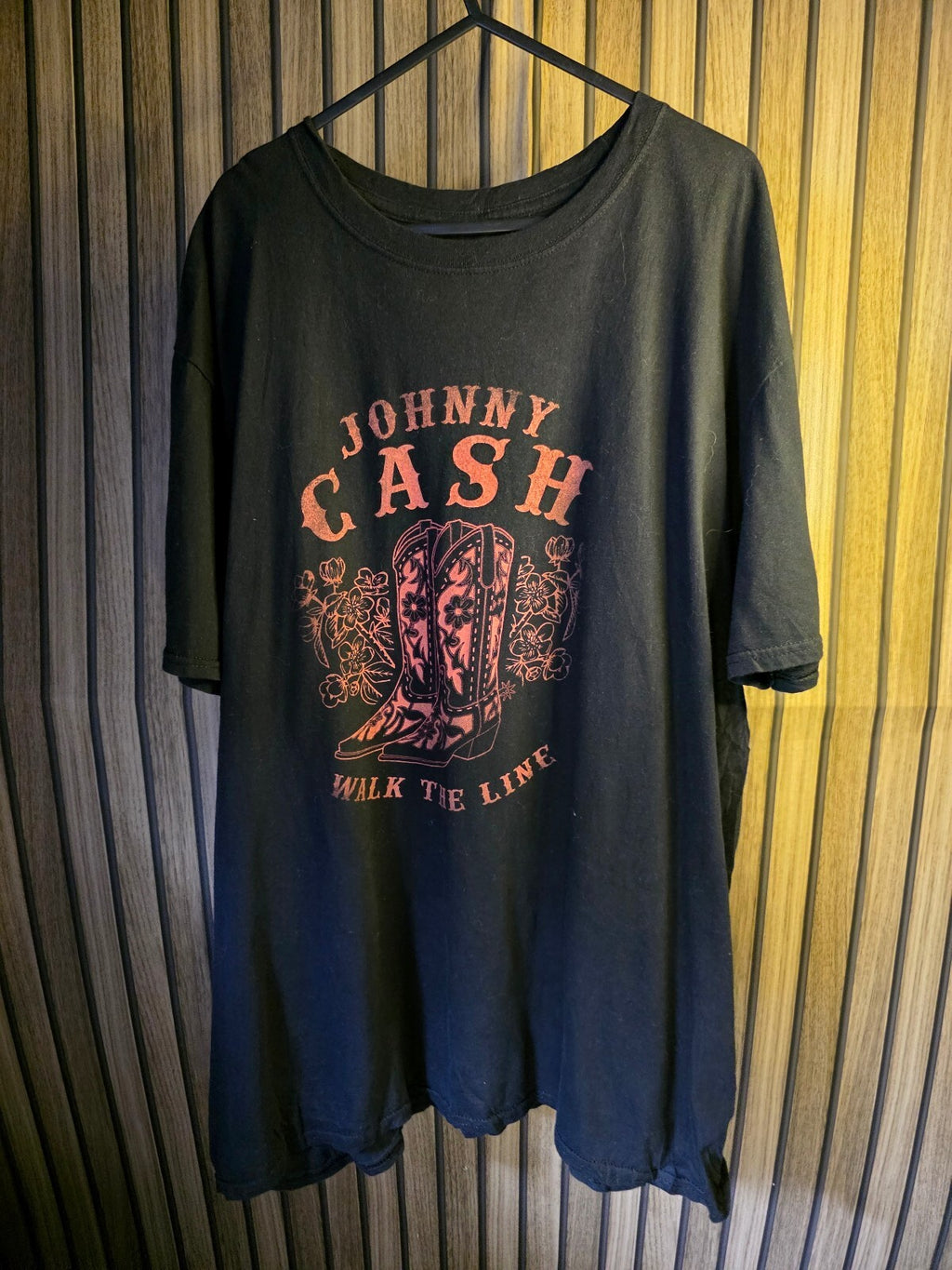 Johnny Cash Walk The Line Graphic T-Shirt Black Size Regular 2X