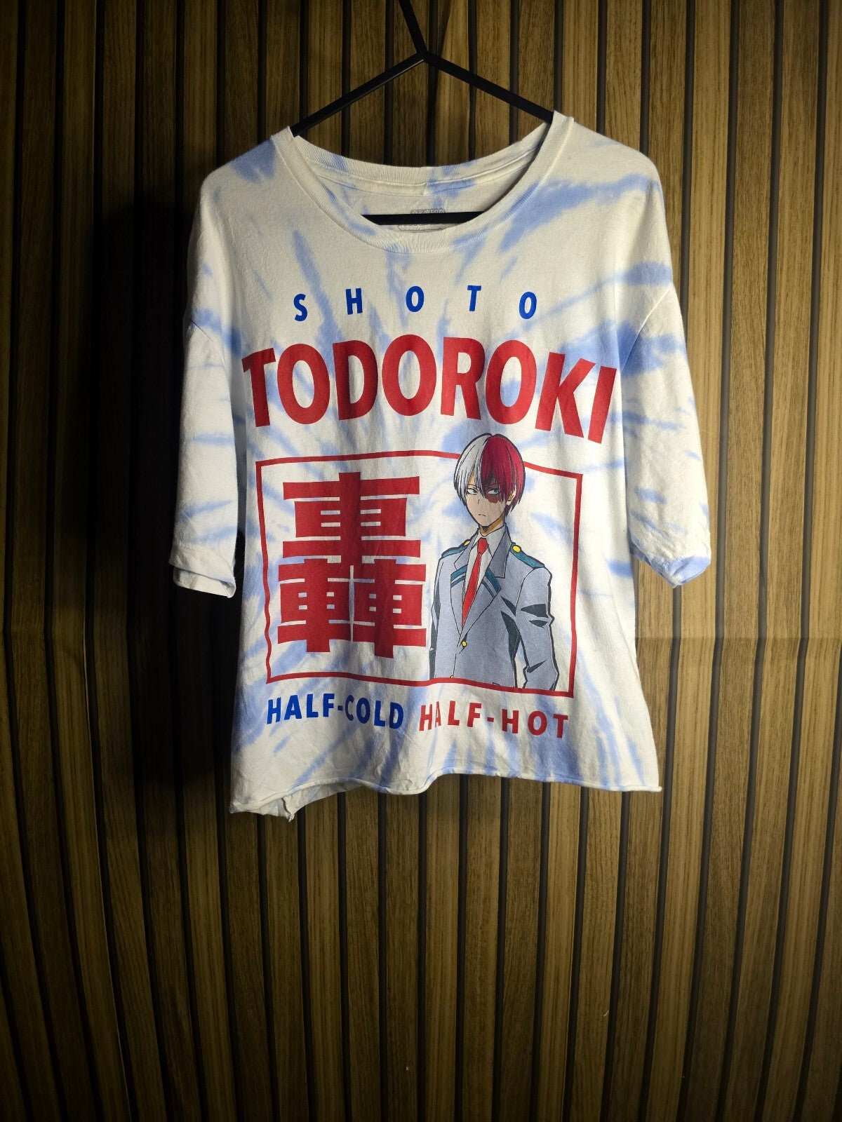 Funimation My Hero Academia Todoroki Tie-Dye T-Shirt White Blue Size S