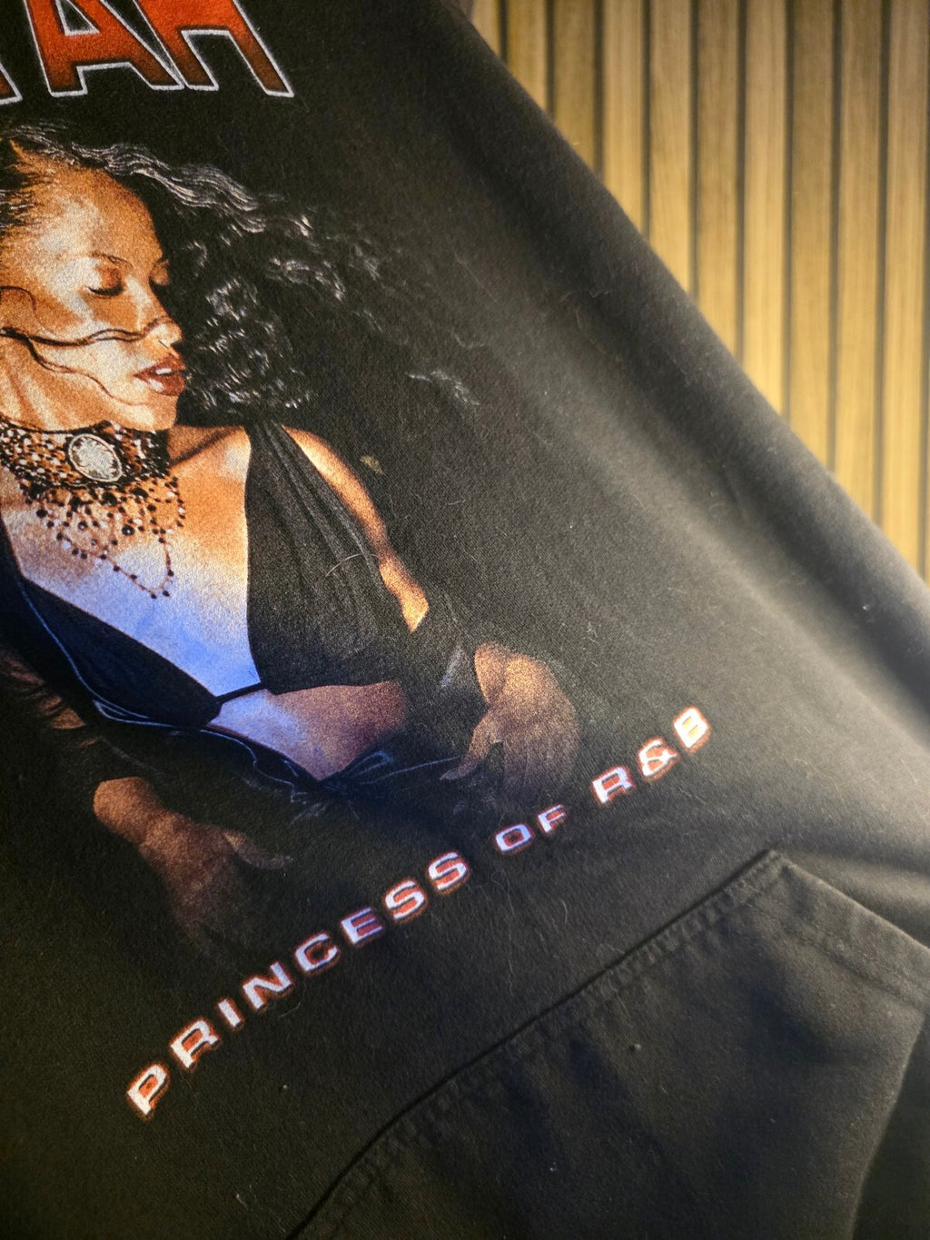 Aaliyah Princess of R&B Black Hoodie Sweatshirt Size Medium