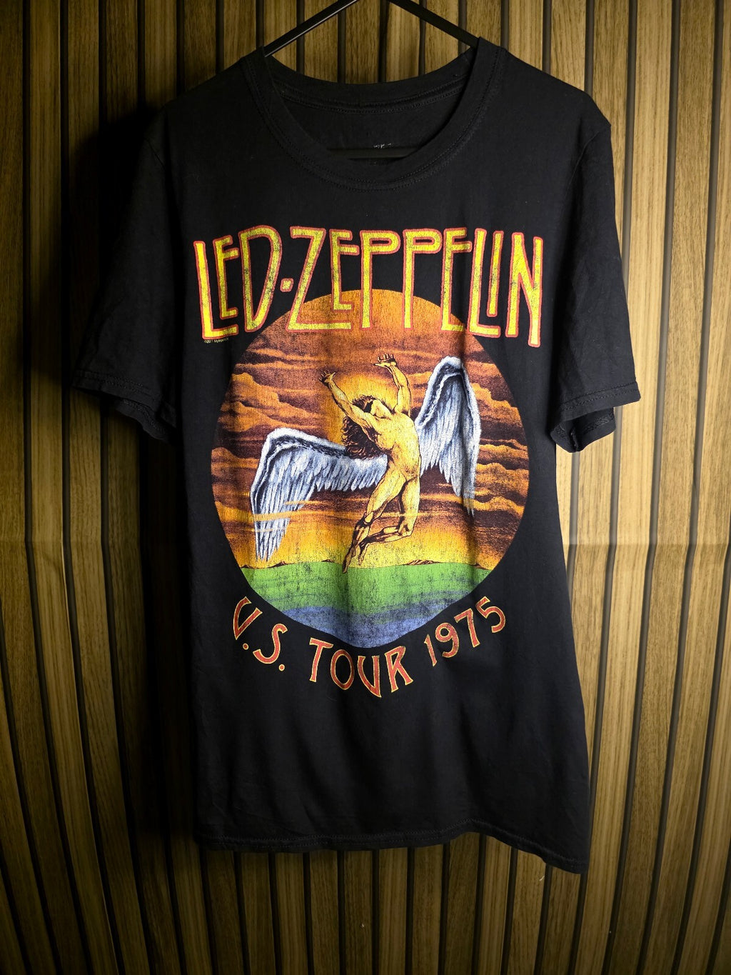 Led Zeppelin U.S. Tour 1975 Graphic T-Shirt Black Size S