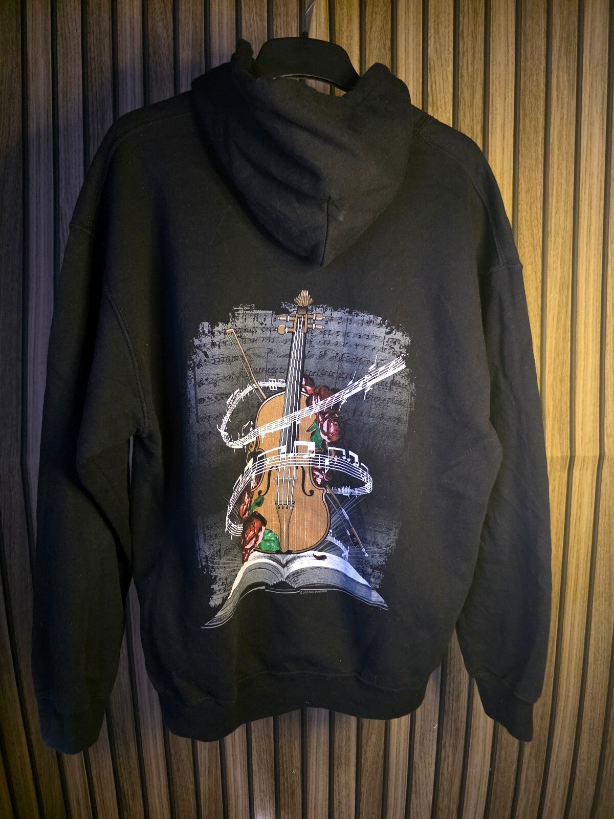 Gildan Parkview Orchestra Black Hoodie with Violin Graphic Size L