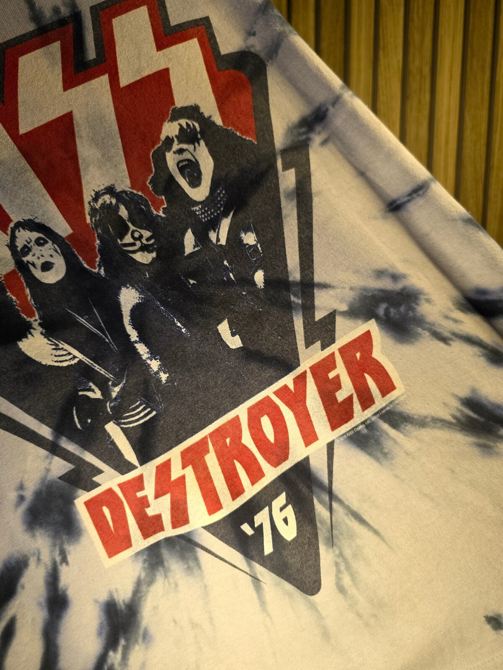 KISS Destroyer '76 Tie-Dye Graphic T-Shirt Blue White Medium