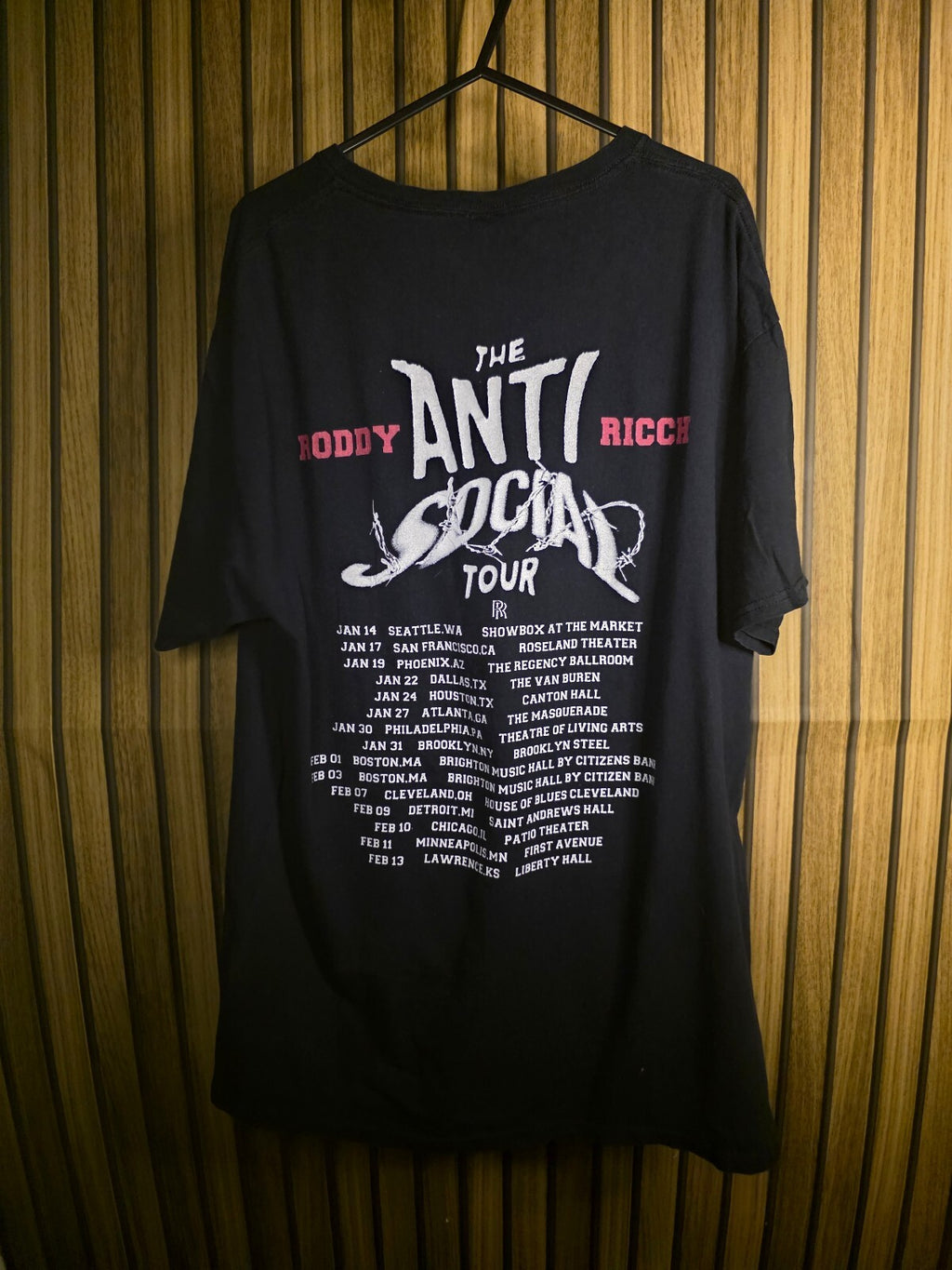 Roddy Ricch Anti Social Tour T-Shirt Black Regular L