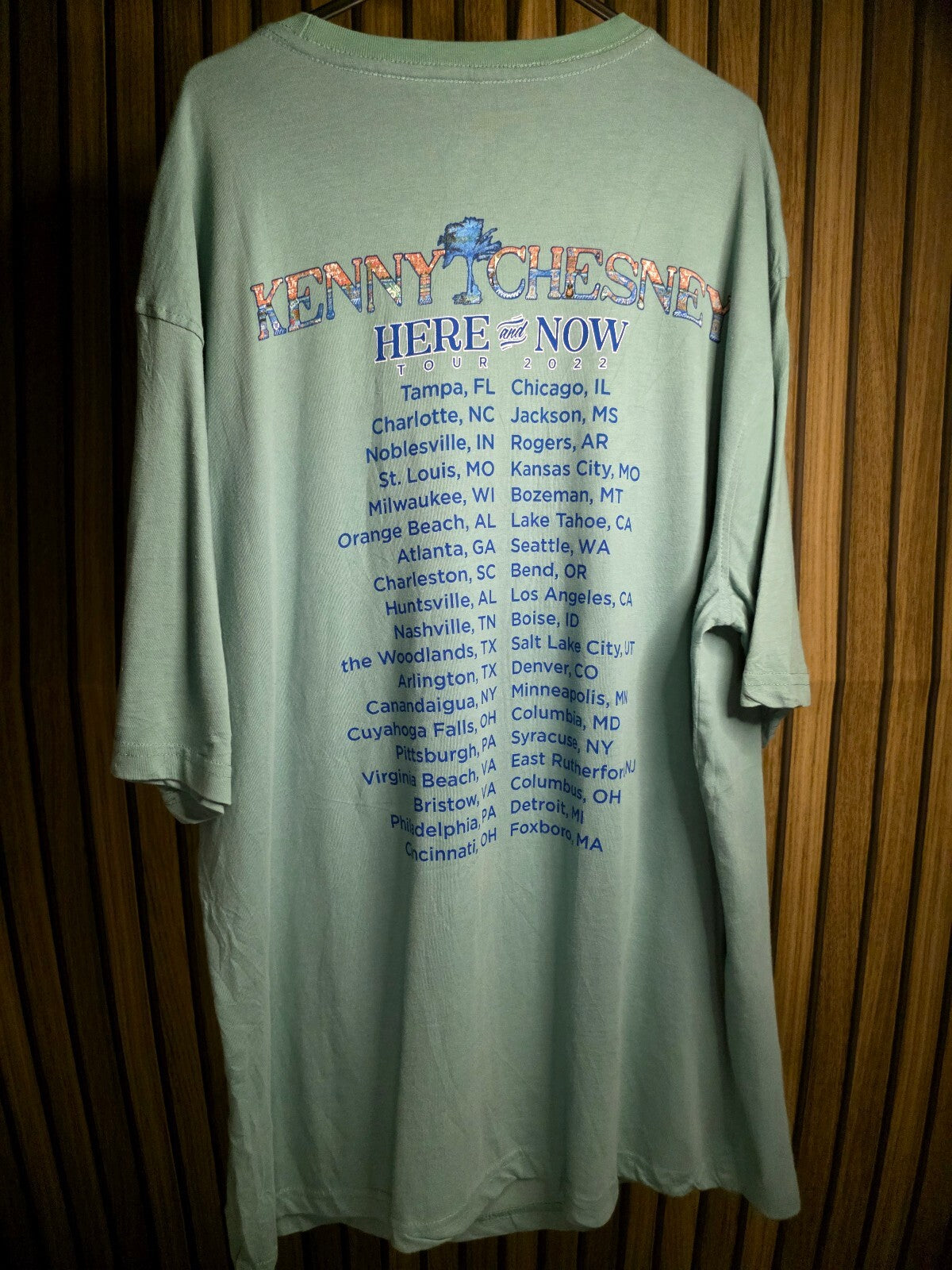 Kenny Chesney Here and Now Tour 2018 Green Large T-Shirt