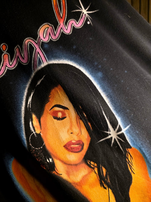 Aaliyah Graphic Black T-shirt Size L/G Cotton