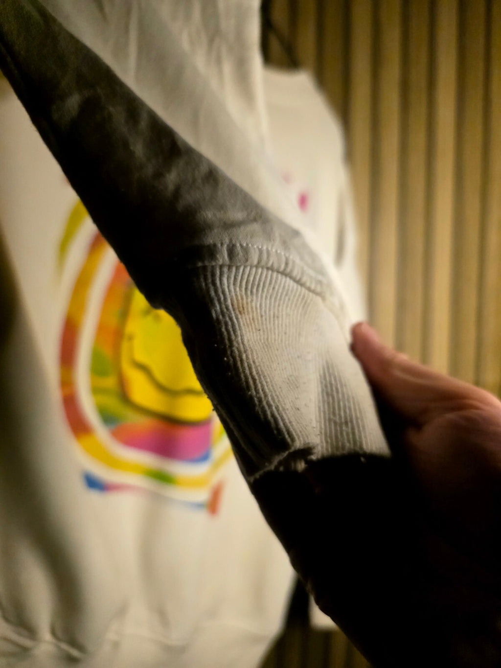 Nirvana Sweatshirt Tie-Dye Smiley Face Graphic Cream Medium
