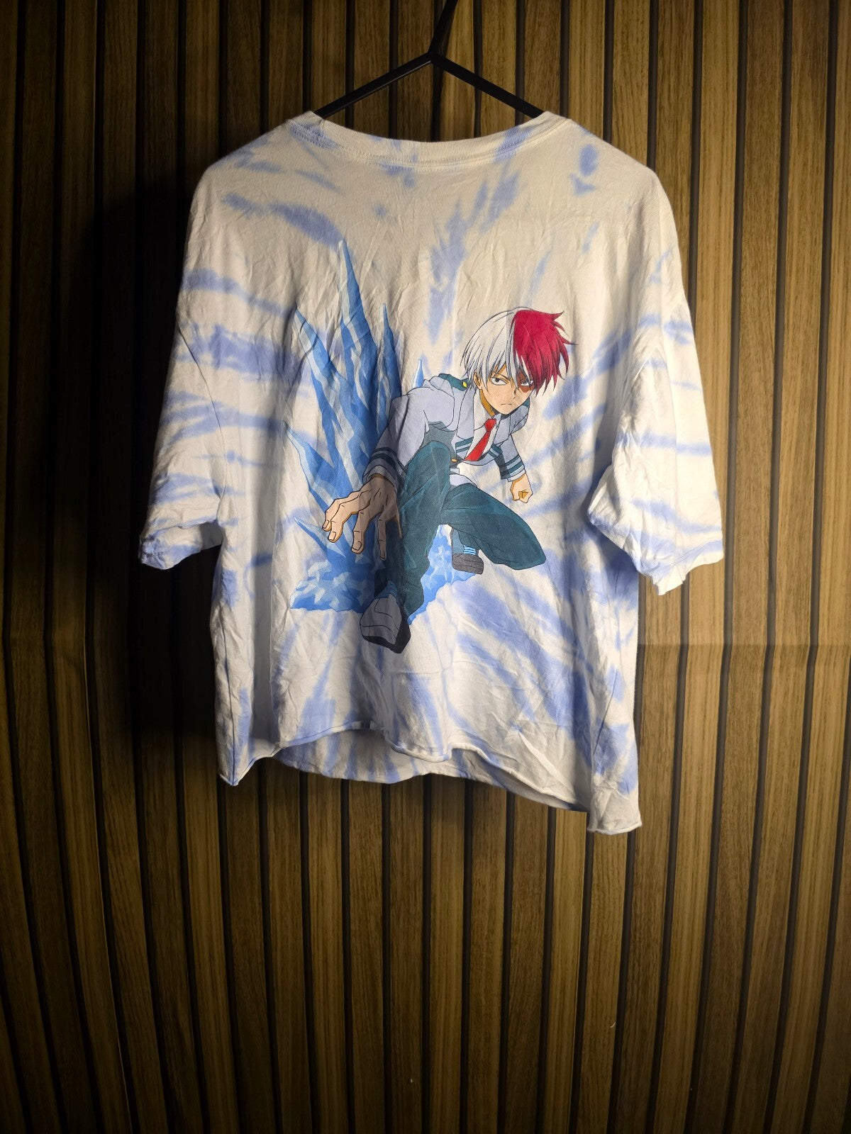 Funimation My Hero Academia Todoroki Tie-Dye T-Shirt White Blue Size S