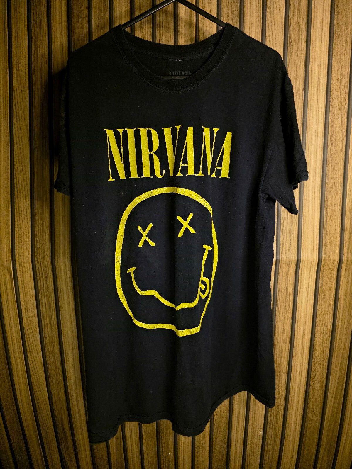Nirvana Band T-shirt Yellow Print Black Size M