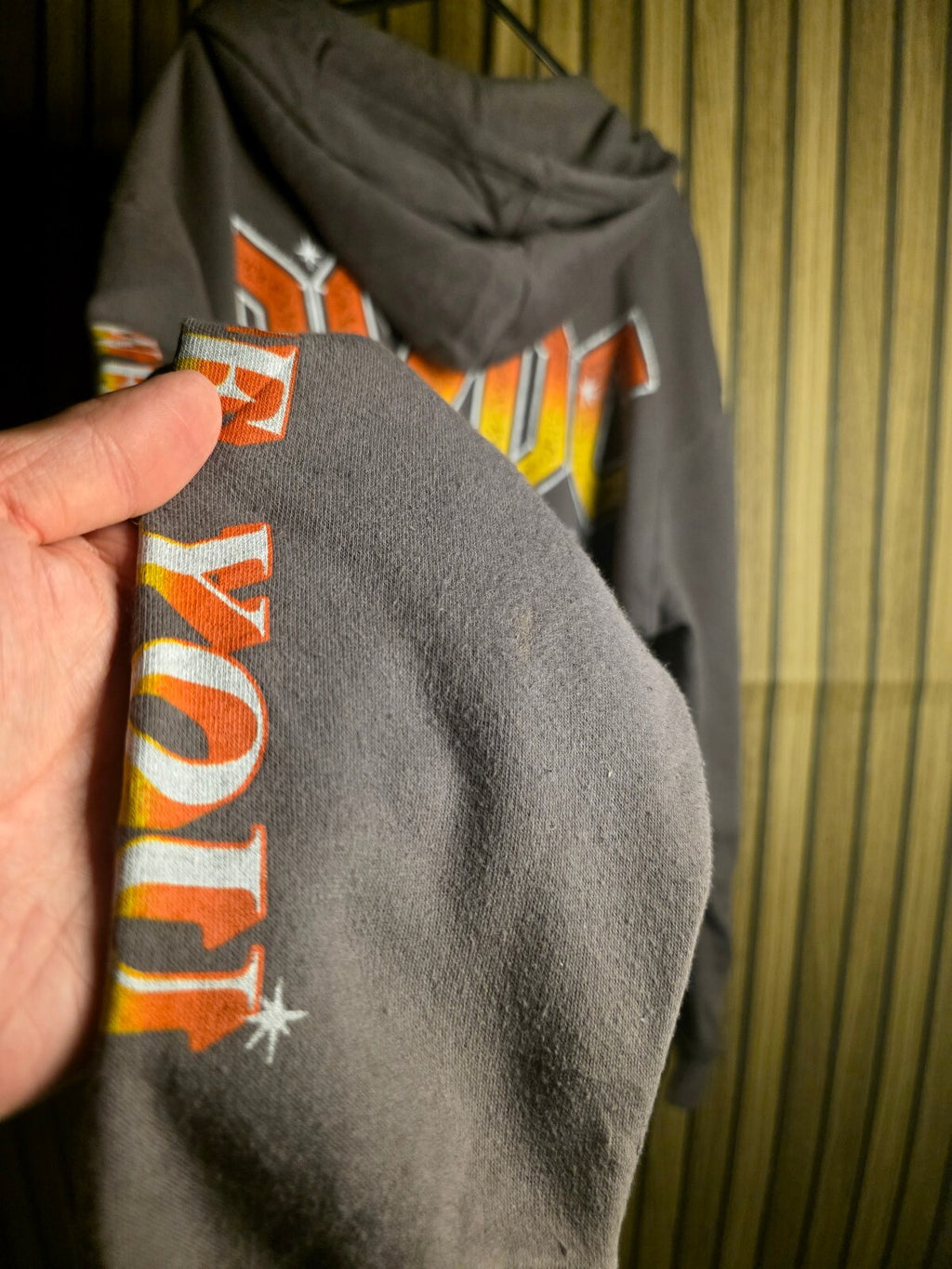 AC/DC Zip-Up Hoodie with Logo and Sleeve Print Black Size Large