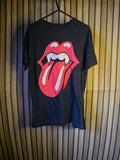 The Rolling Stones Black Tongue Logo T-Shirt Red Graphic Small