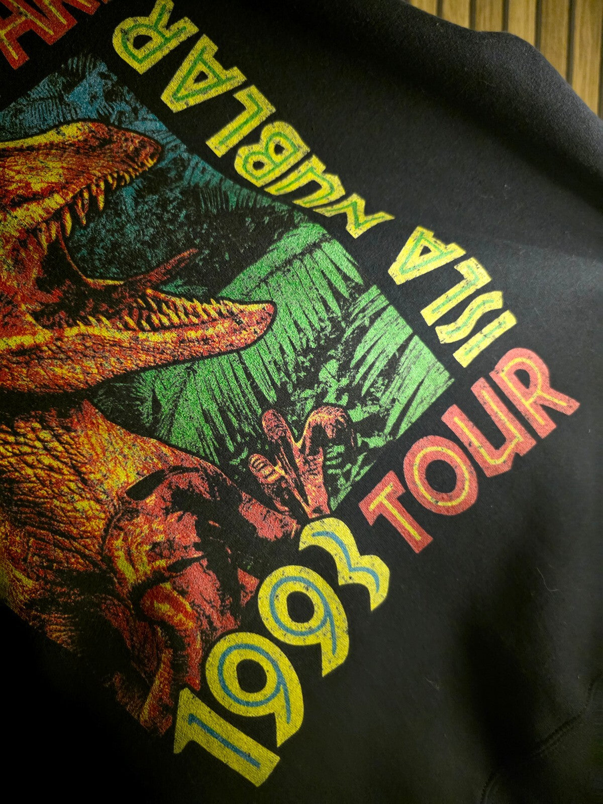 Jurassic Park 1993 Tour Black Sweatshirt Dinosaur Graphic Small