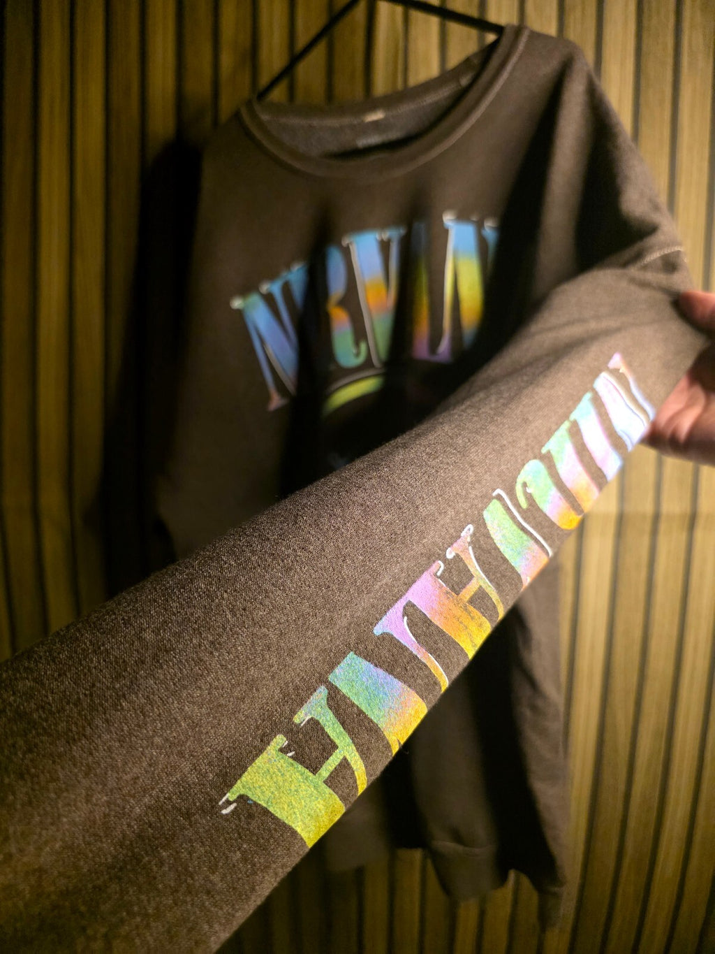 Nirvana Sweatshirt with Rainbow Logo Brown Size Large