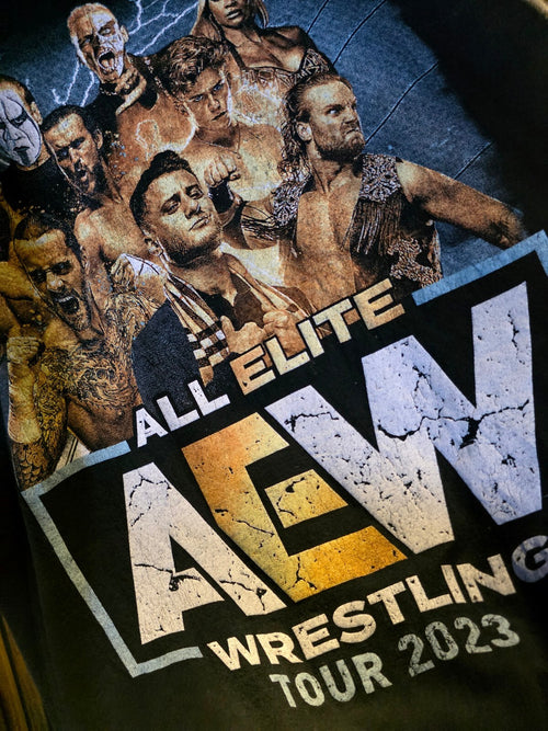 AEW Wrestling Tour 2023 Graphic T-Shirt Black XL