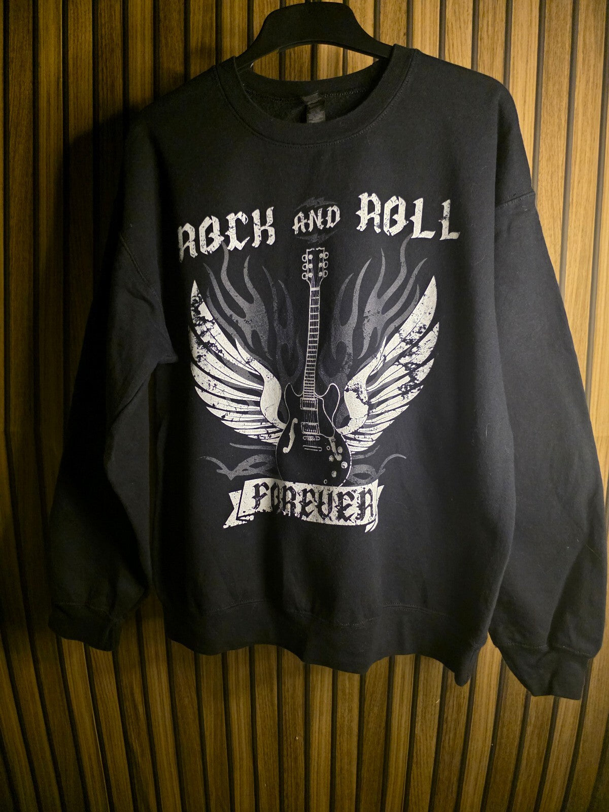 Softstyle Rock and Roll Forever Sweatshirt Black Size L