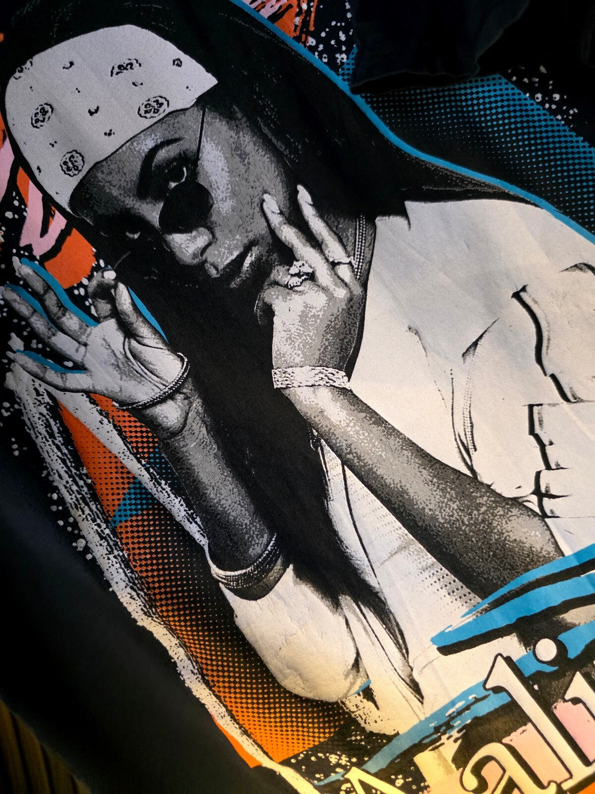 Aaliyah Graphic T-Shirt Black Cotton Large