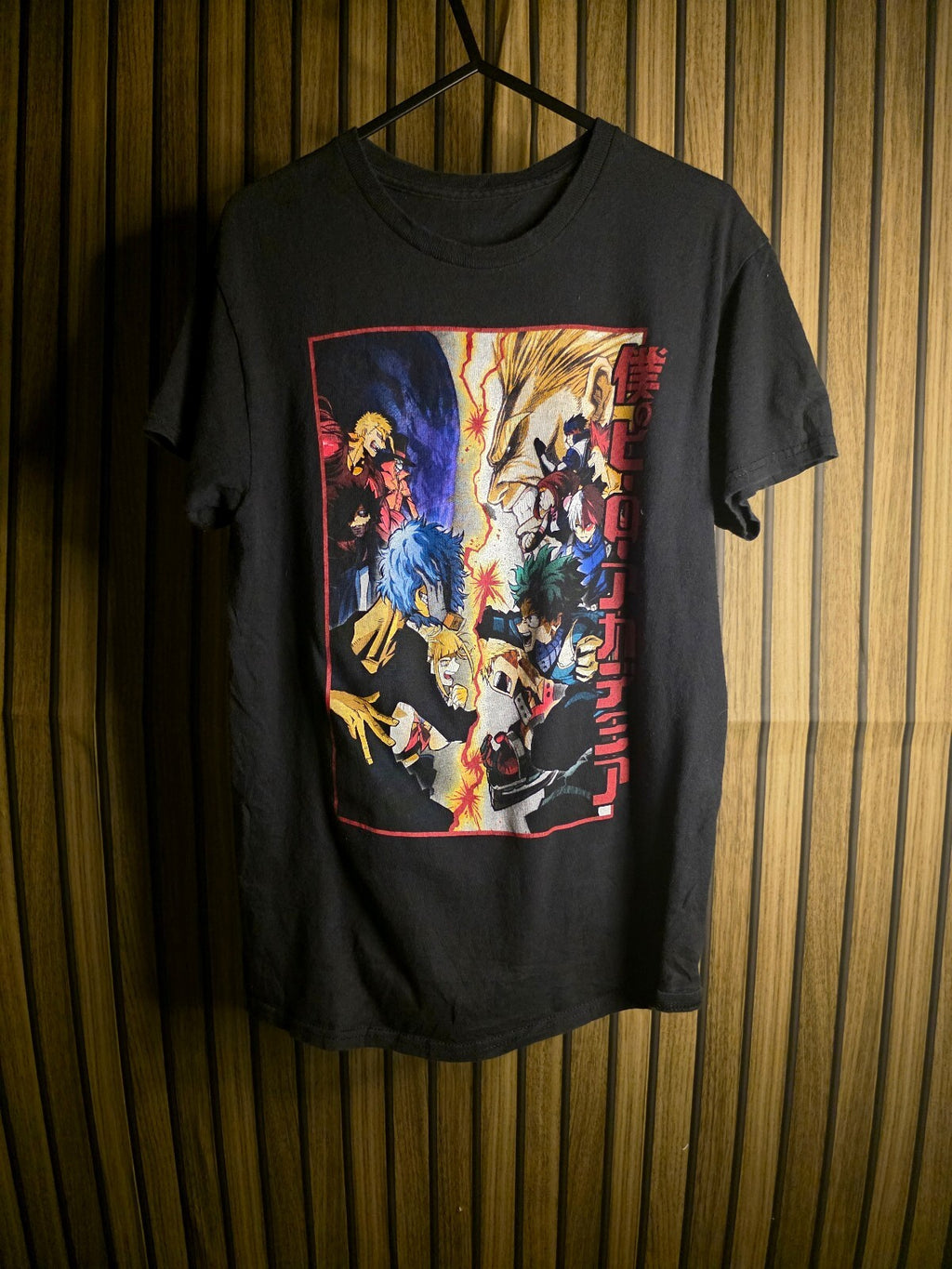 Custom Anime My Hero Academia Battle Graphic Black T-Shirt Size S