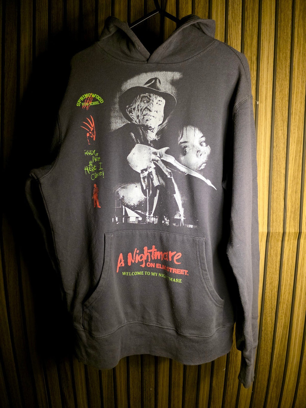 A Nightmare on Elm Street Hoodie Horror Graphic Black Medium