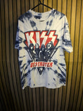 KISS Destroyer '76 Tie-Dye Graphic T-Shirt Blue White Medium