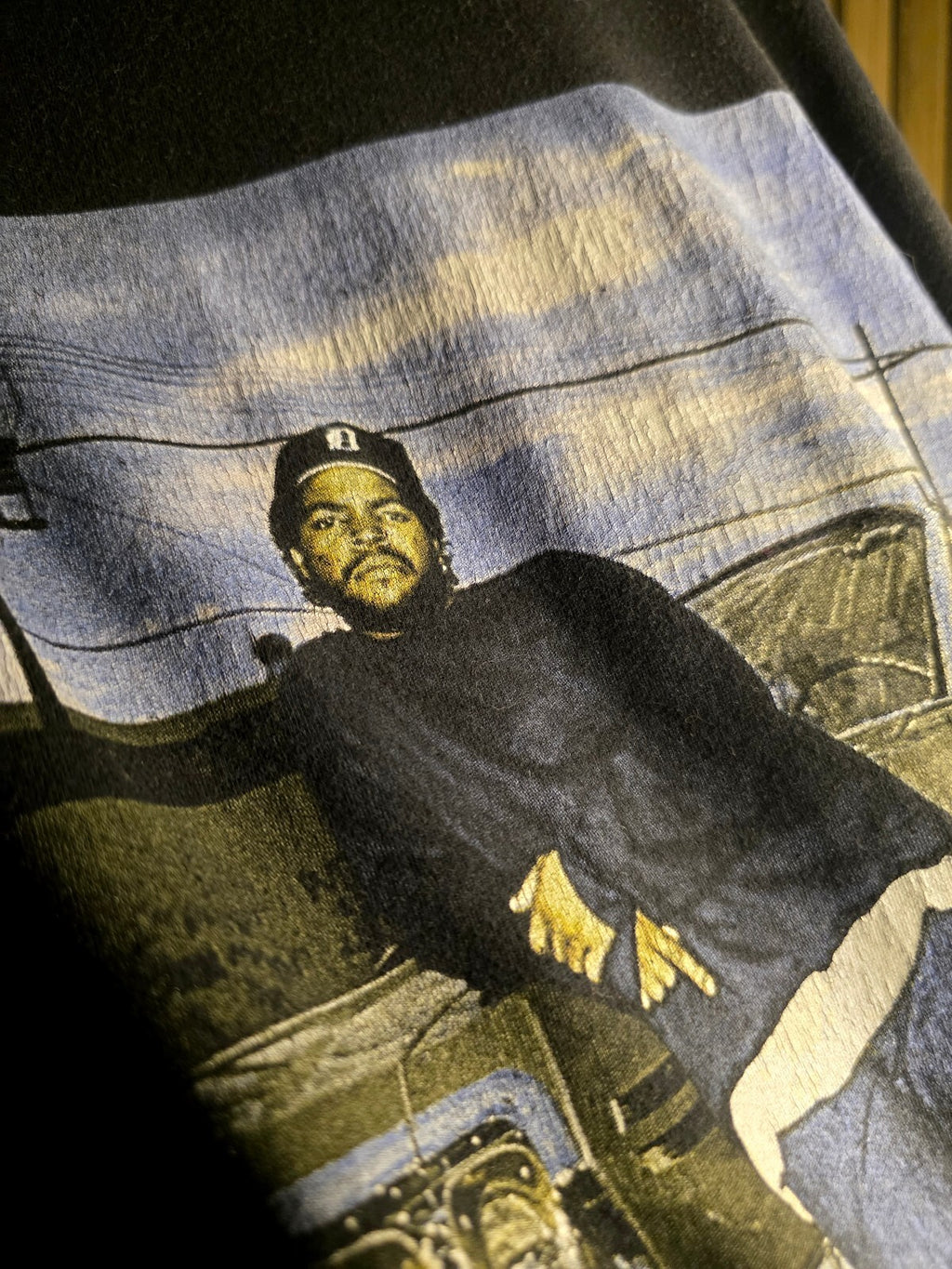 Ice Cube Graphic Black T-Shirt with Street Style Print Size Regular–L