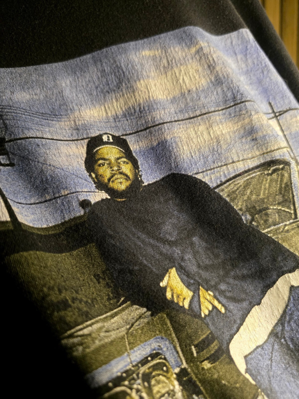 Ice Cube Graphic Black T-Shirt with Street Style Print Size Regular–L