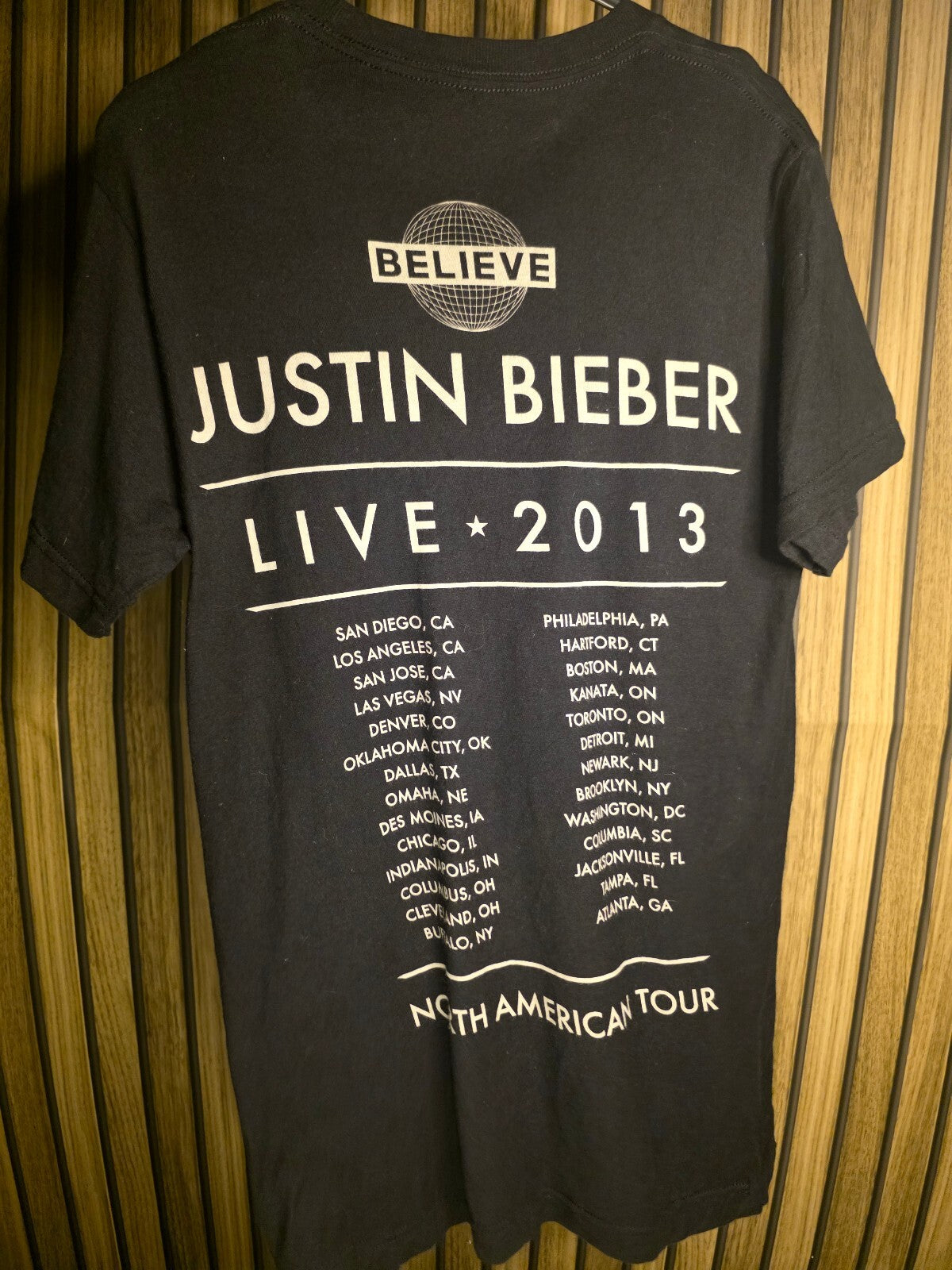 Justin Bieber Believe Live 2013 Tour Black Graphic T-Shirt Size S