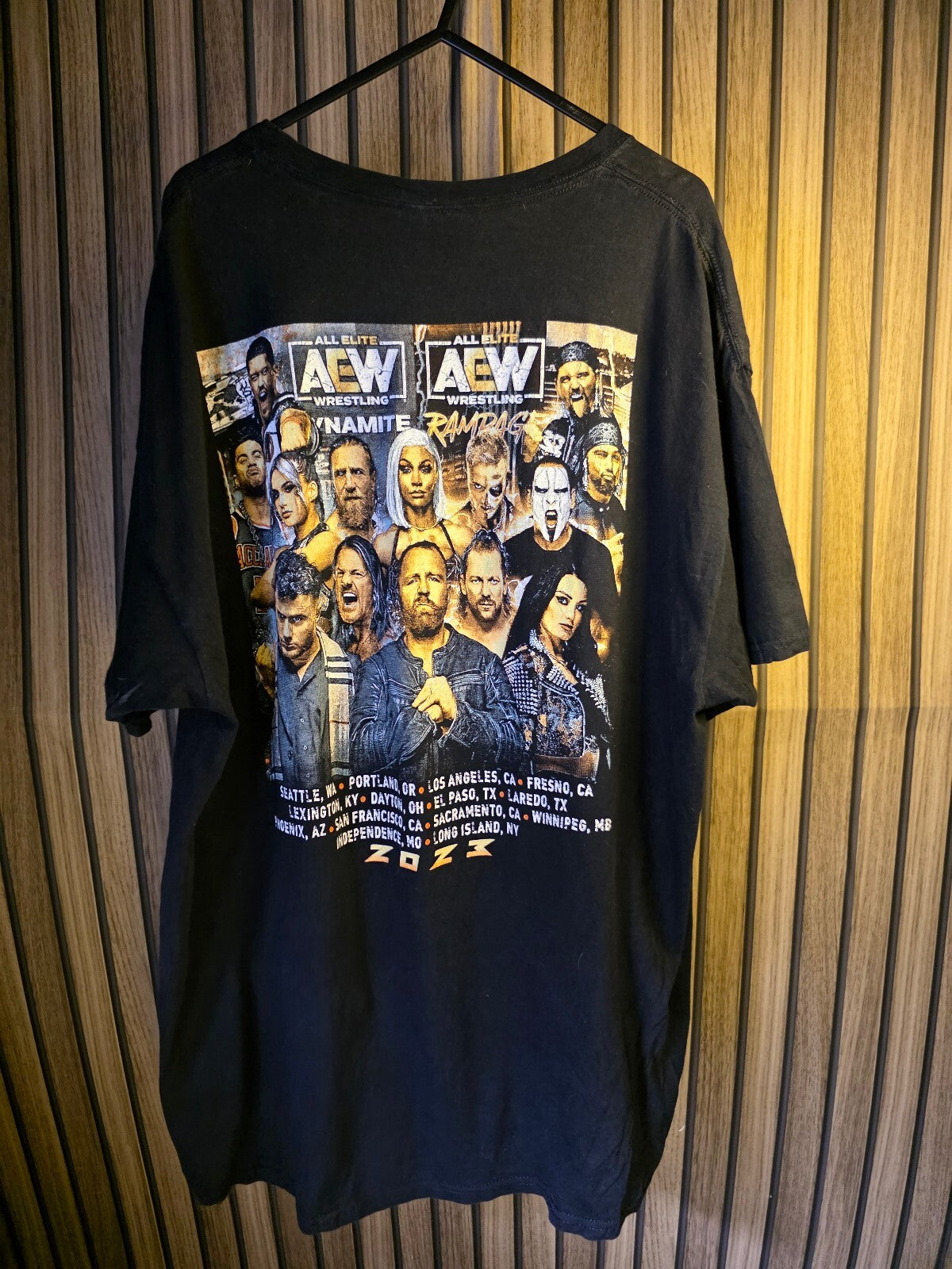 AEW Wrestling Tour 2023 Graphic T-Shirt Black XL