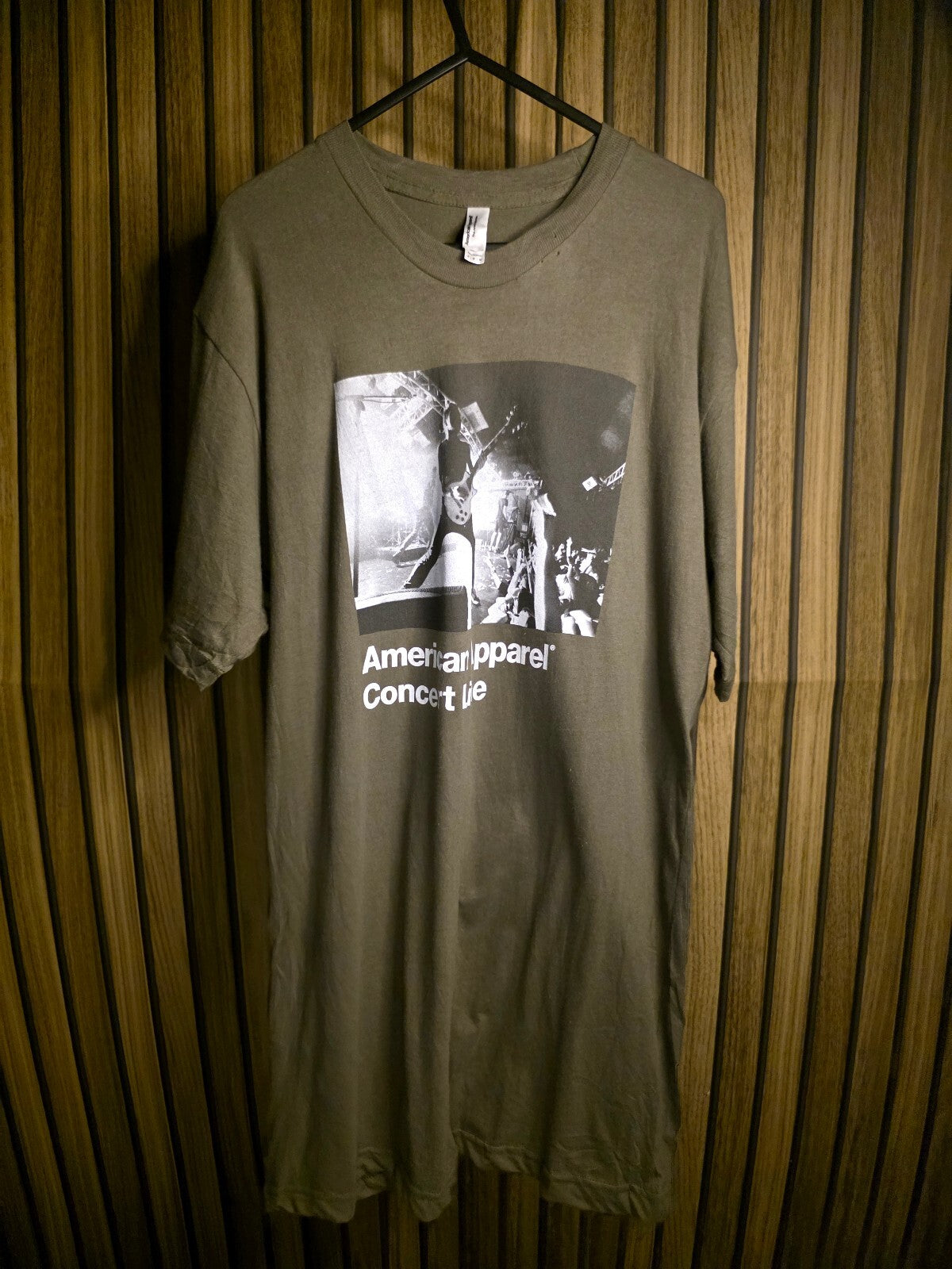 American Apparel Concert Line Graphic T-Shirt Olive Green Medium