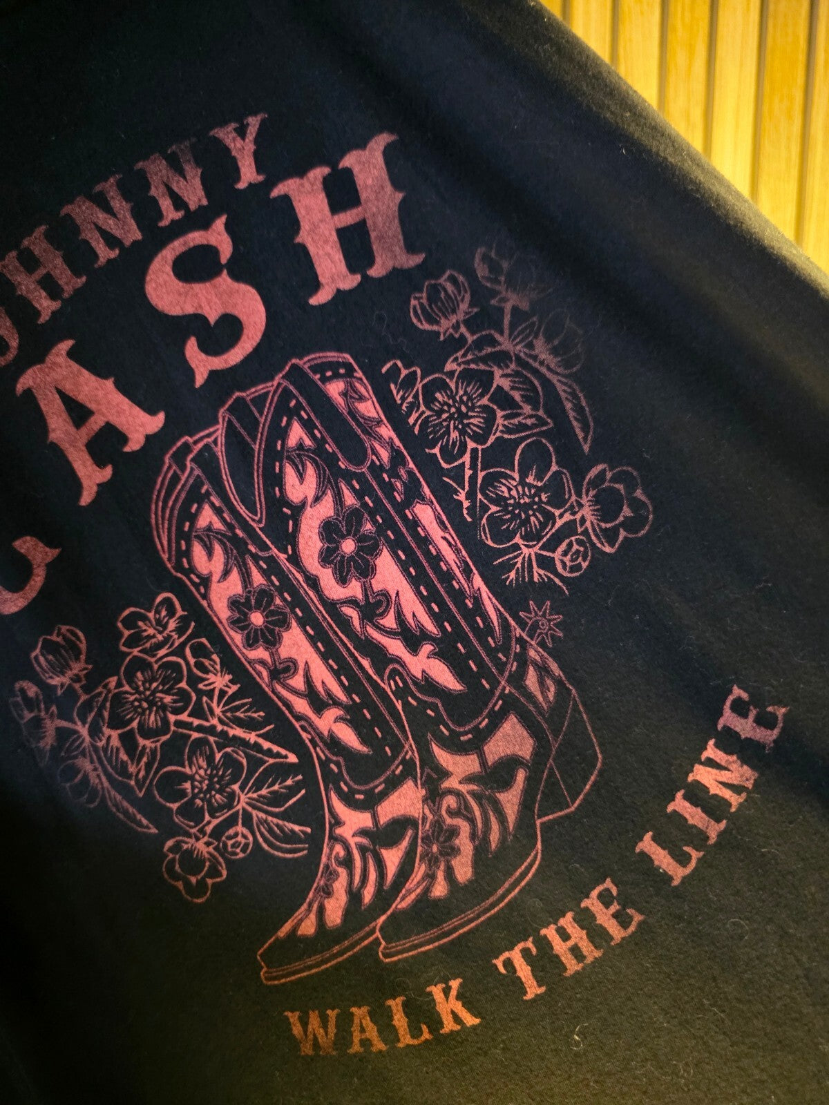 Johnny Cash Walk The Line Graphic T-Shirt Black Size Regular 2X