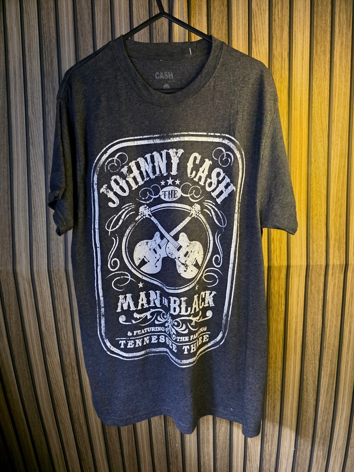 Johnny Cash Man in Black Graphic T-shirt Black Medium