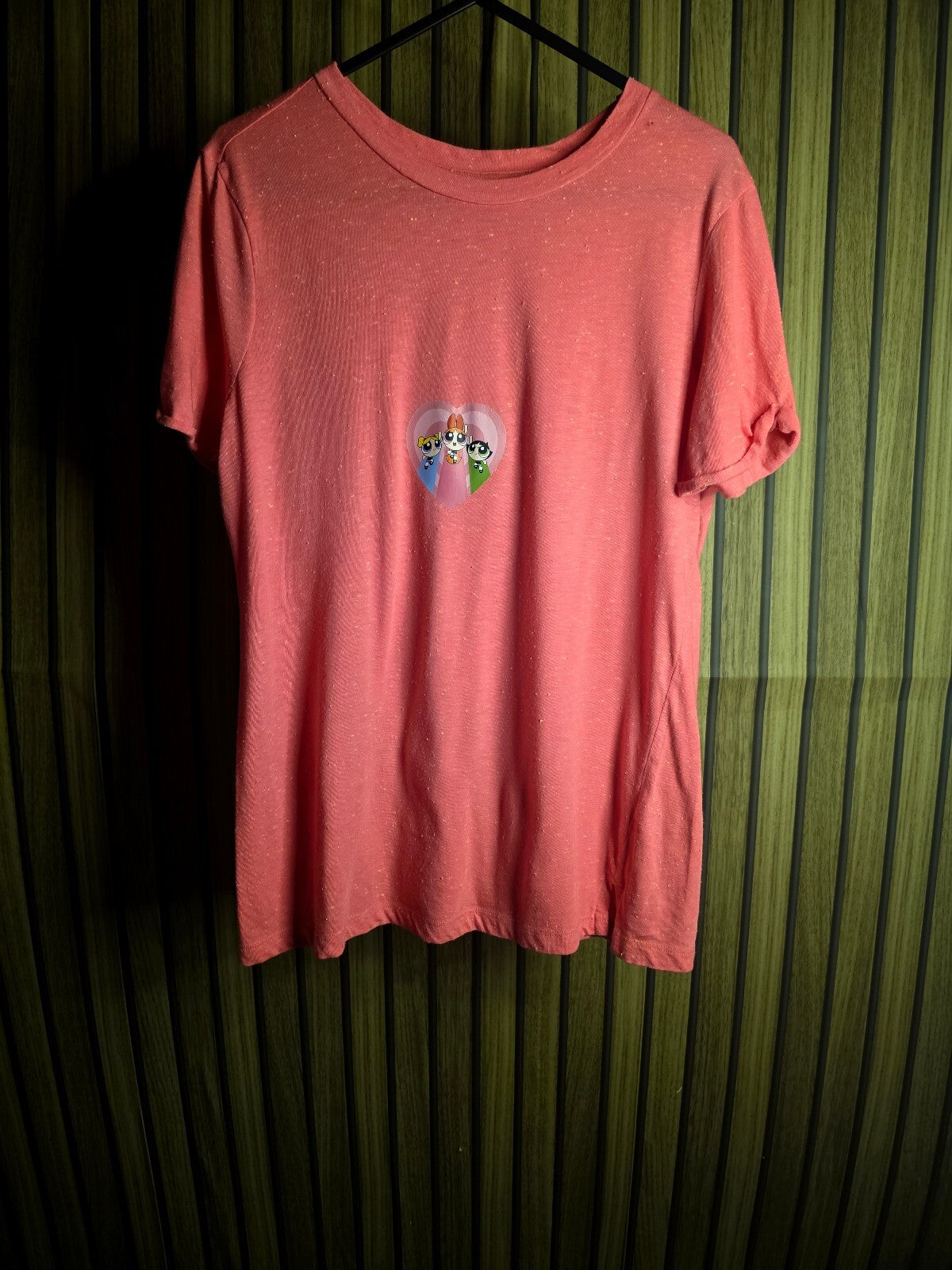 Unisex T-shirt Powerpuff Girls Heart Graphic Orange Speckled Medium