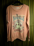 Miaulove Nashville Tennessee Music City Graphic Sweatshirt Peach Size XL