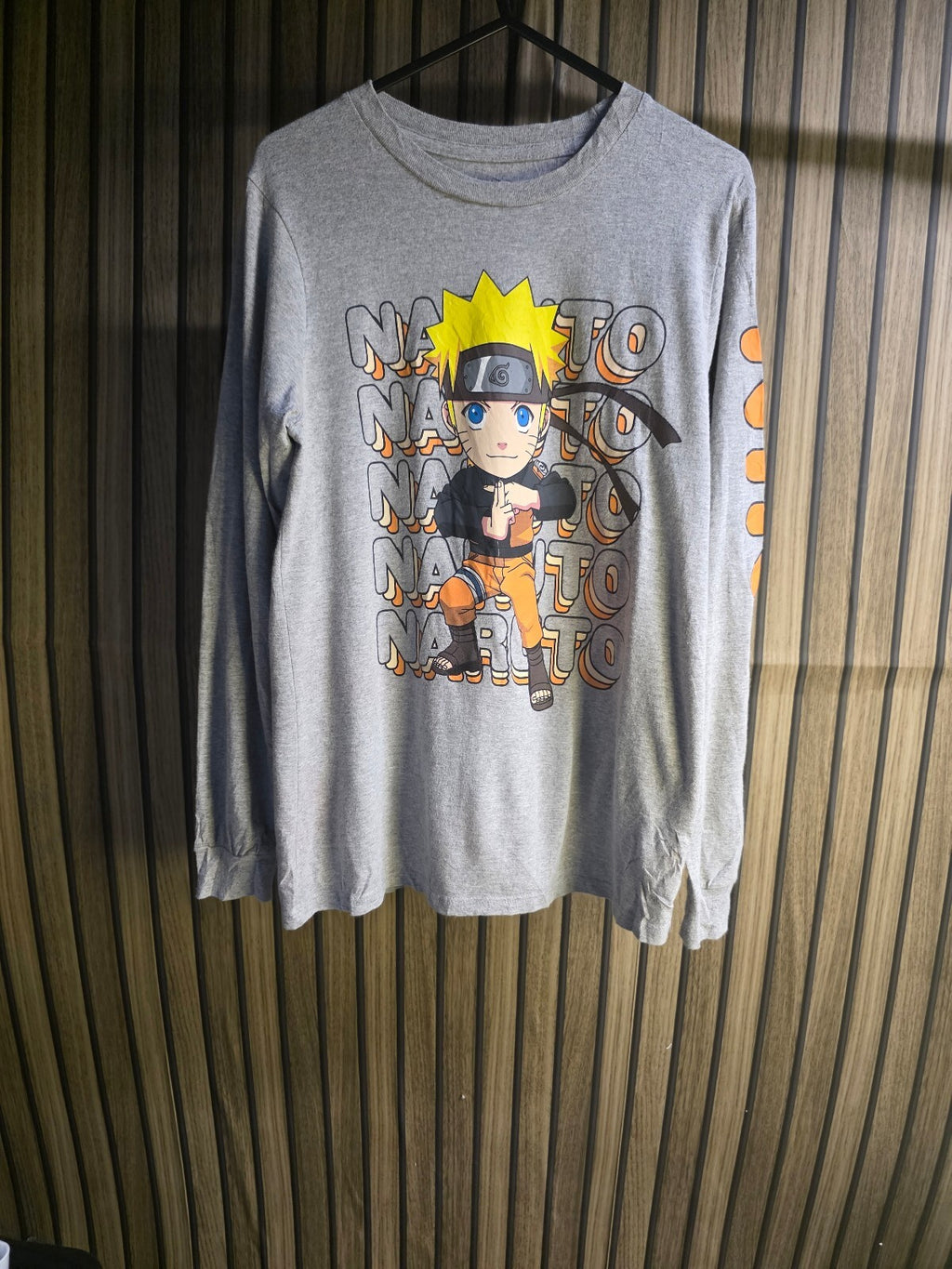 Naruto Shippuden Graphic Long Sleeve T-Shirt Grey Size L (14/16)