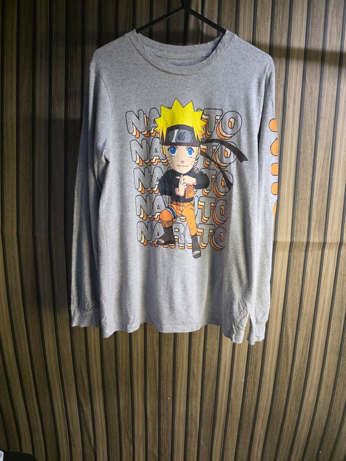 Naruto Shippuden Graphic Long Sleeve T-Shirt Grey Size L (14/16)