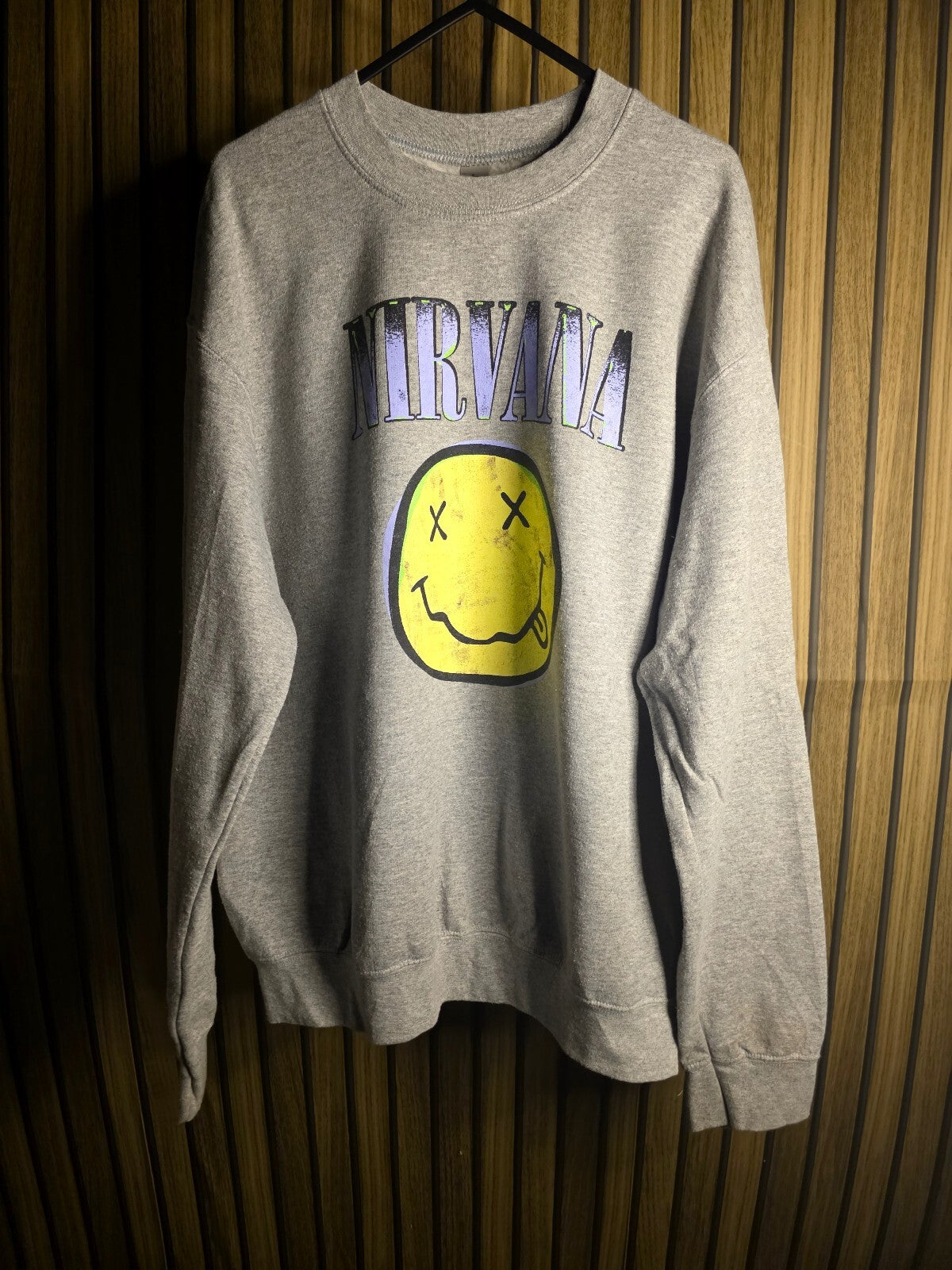 Gildan Nirvana Sweatshirt Grey Medium Vintage Band Graphic