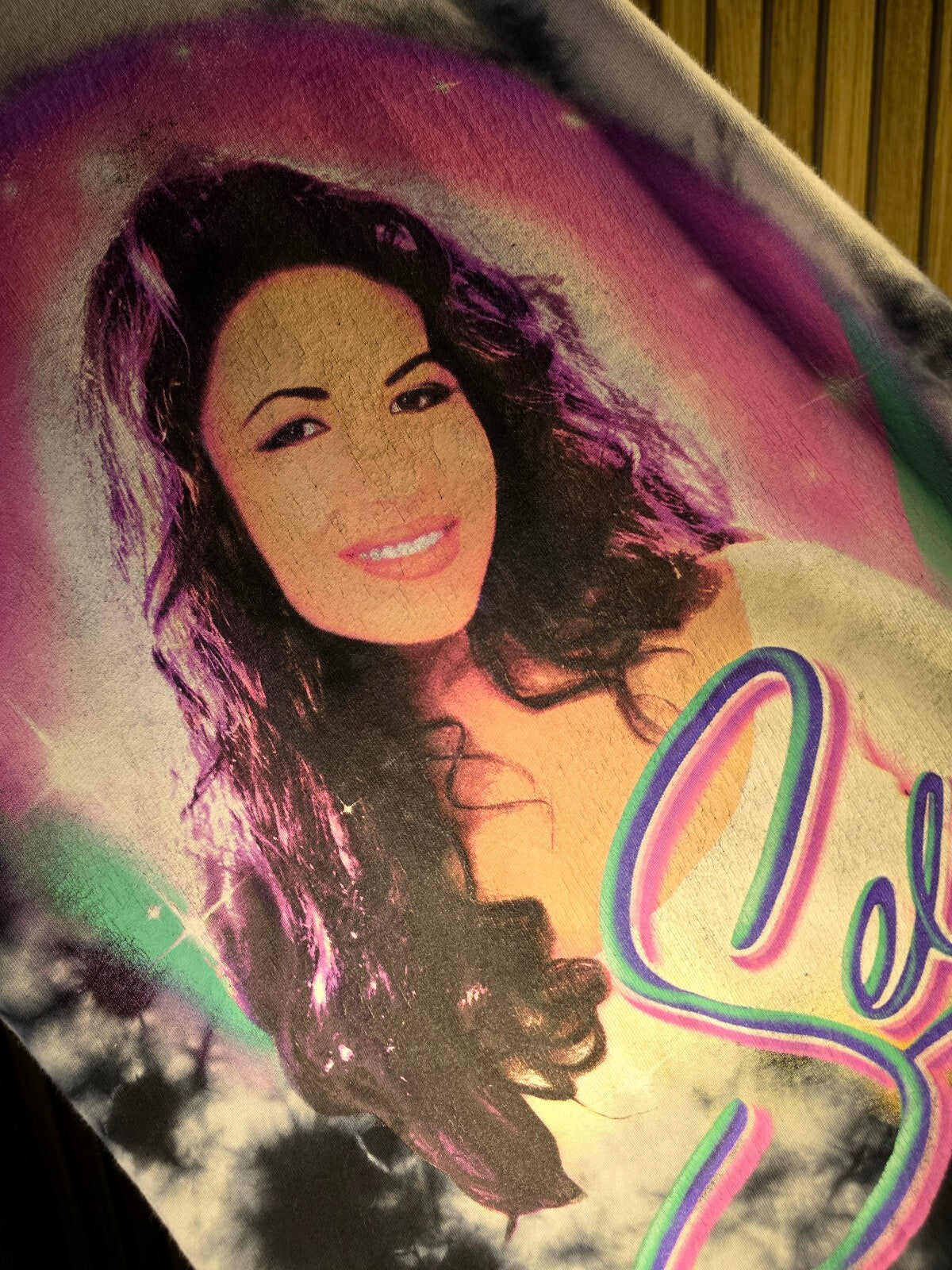 Selena Tie-Dye Graphic T-Shirt Black and Cream Size S