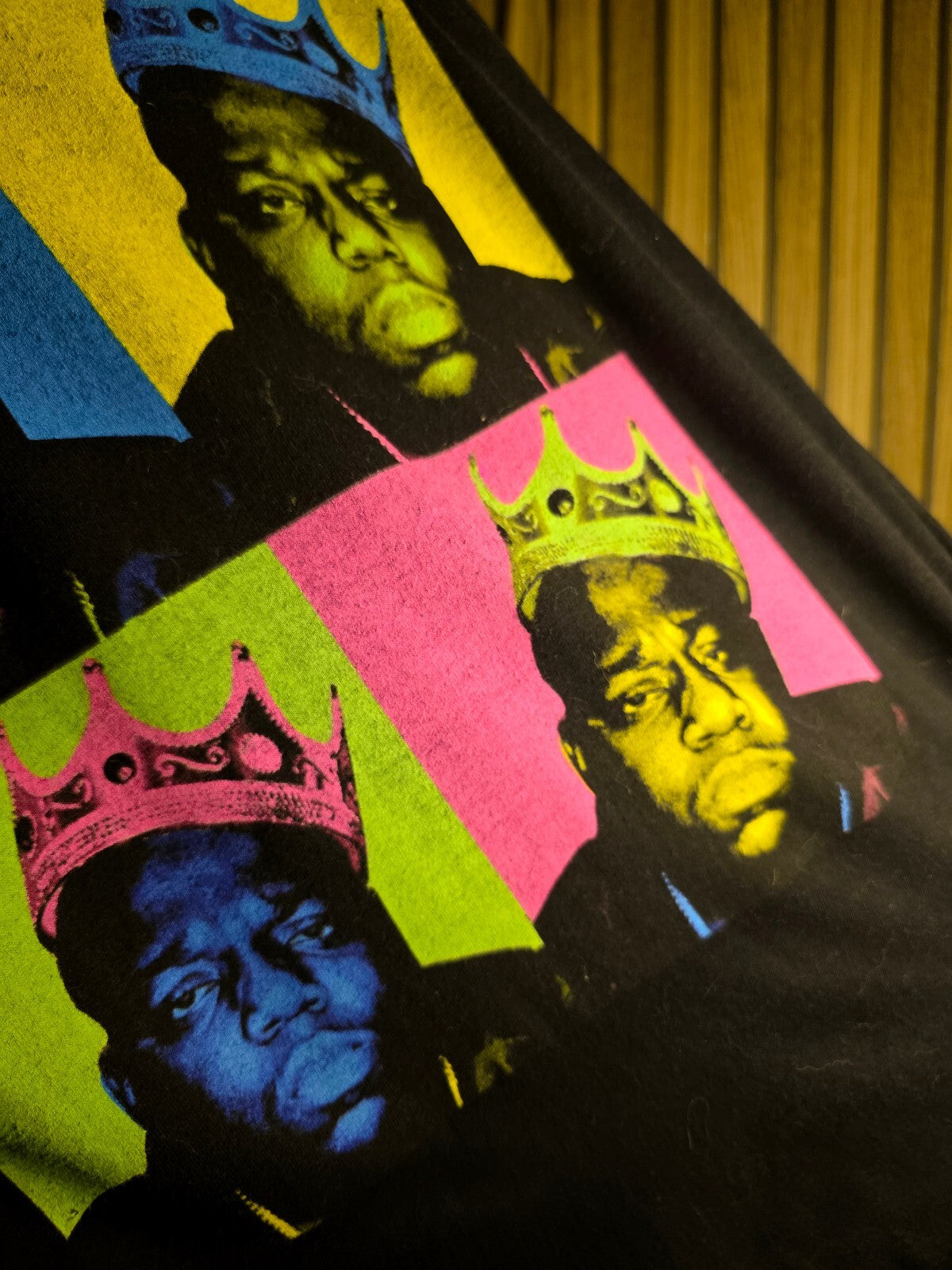 Notorious B.I.G. Pop Art Graphic T-Shirt Black Size Regular S